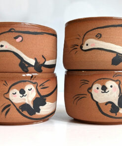 cute otter tumbler handmade in red clay kness