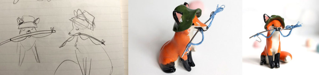 custom ceramic fox : the fisherman