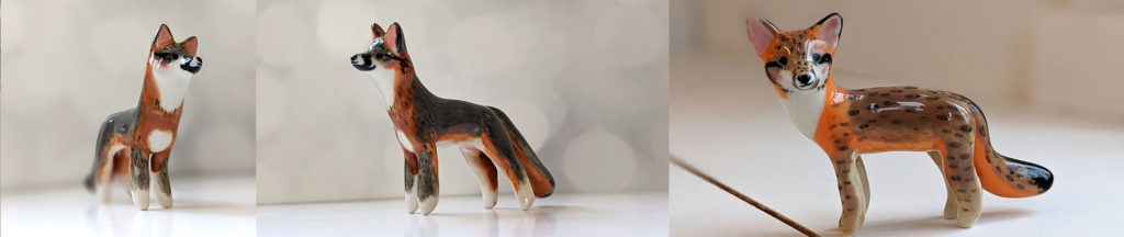 grey fox ceramic figurines 