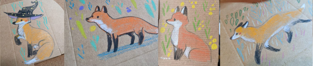 ceramic foxes drawings on packages 