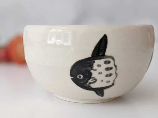 sun fish handmade porcelain bowl