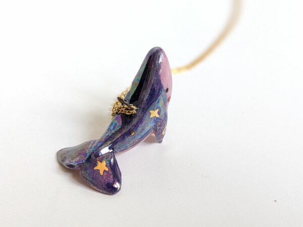 purple whale stars commission pendant