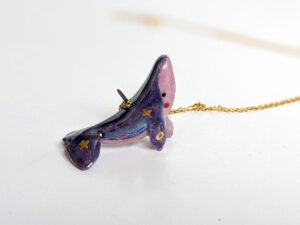 purple whale stars commission pendant