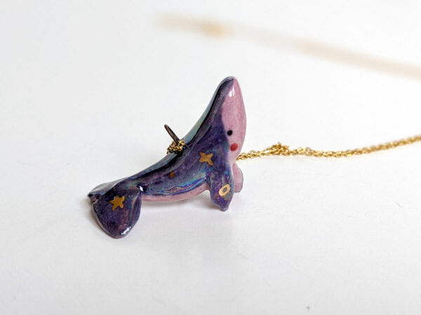 purple whale stars commission pendant