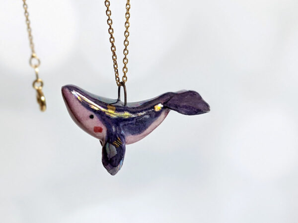 purple whale stars commission pendant