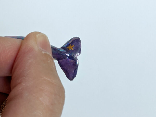 purple whale stars commission pendant