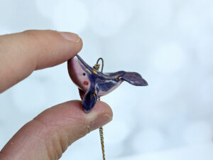 purple whale stars commission pendant
