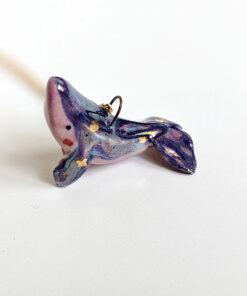 purple whale stars commission pendant