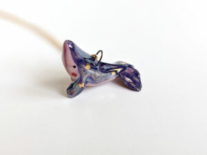 purple whale stars commission pendant