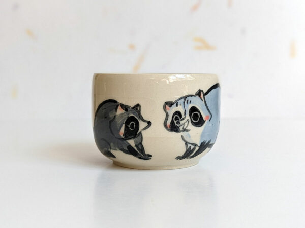 cute handmade tumbler with baby raccoons
