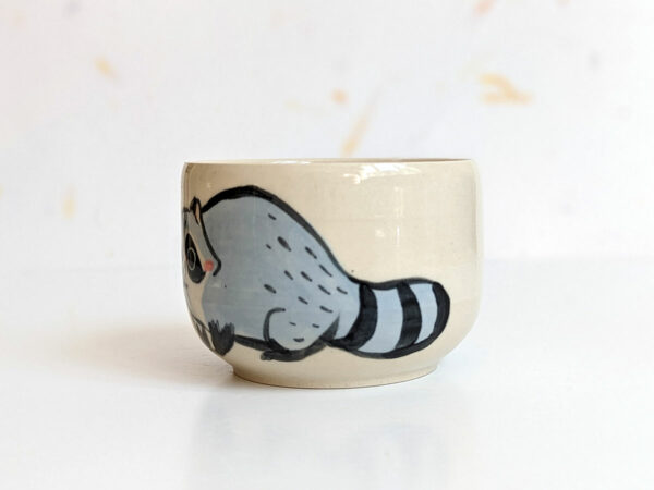 cute handmade tumbler with baby raccoons