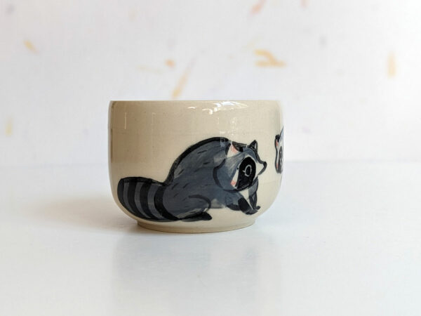 cute handmade tumbler with baby raccoons