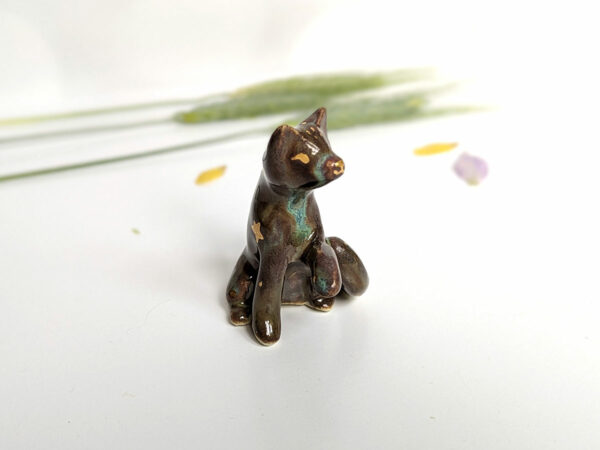 cat figurine porcelain gold