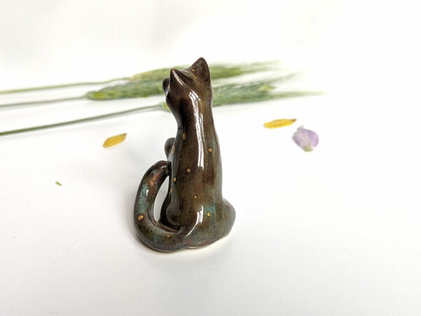 cat figurine porcelain gold