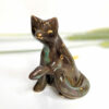 cat figurine porcelain gold