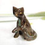 cat figurine porcelain gold