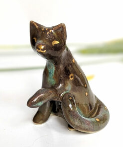 cat figurine porcelain gold