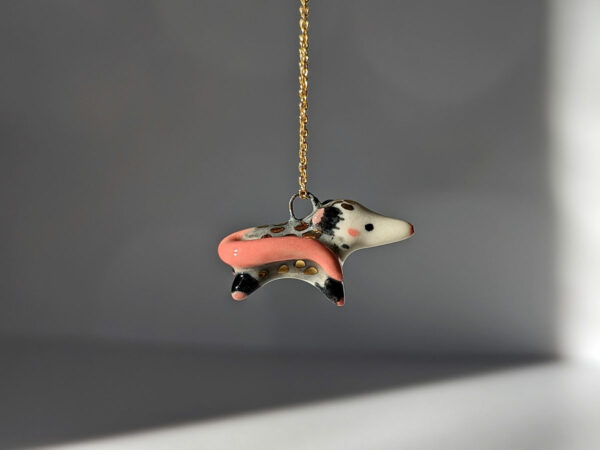 opossum pendant porcelain gold cute kness