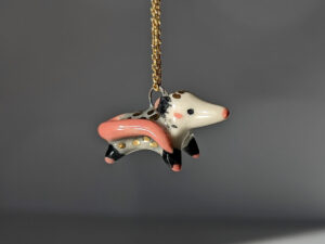 opossum pendant porcelain gold cute kness