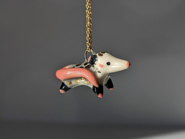 opossum pendant porcelain gold cute kness