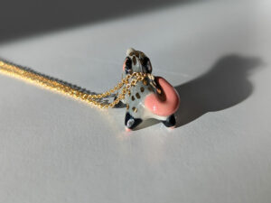 opossum pendant porcelain gold cute kness