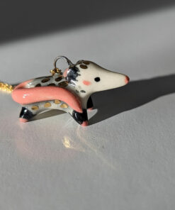 opossum pendant porcelain gold cute kness