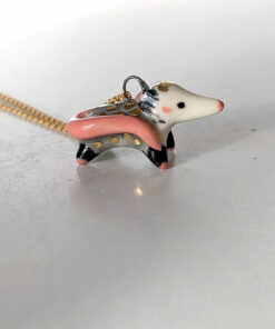 opossum pendant porcelain gold cute kness