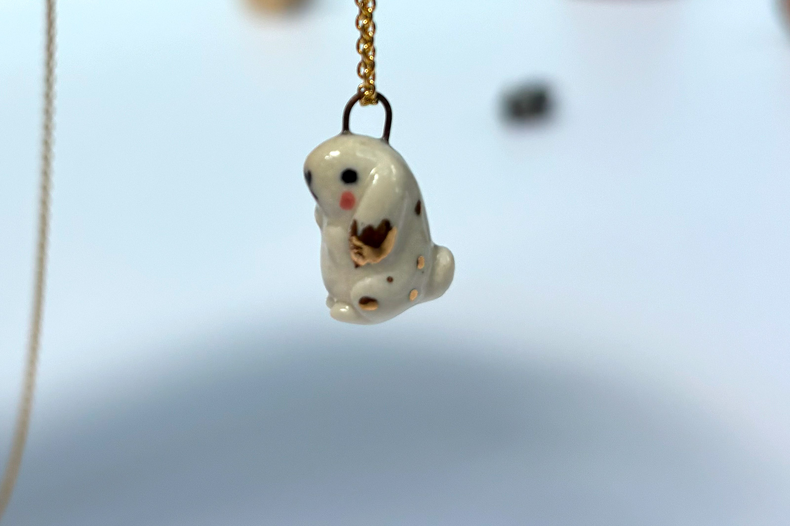 Porcelain Pendant : White Bunny