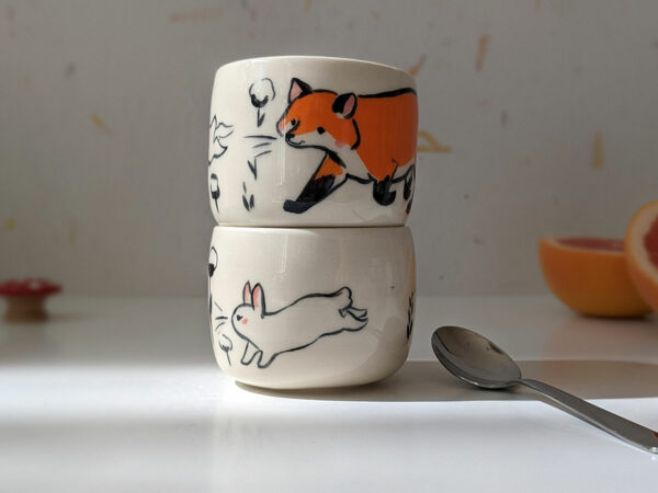 fox bunny tumbler handmade