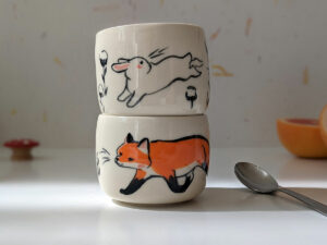 fox bunny tumbler handmade