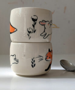 fox bunny tumbler handmade