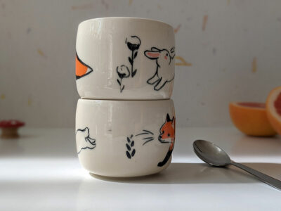 fox bunny tumbler handmade