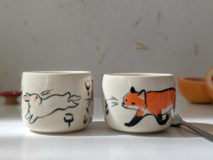 fox bunny tumbler handmade