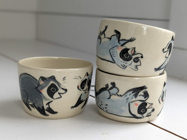 cute handmade tumbler with baby raccoons