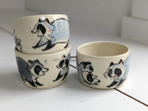cute handmade tumbler with baby raccoons