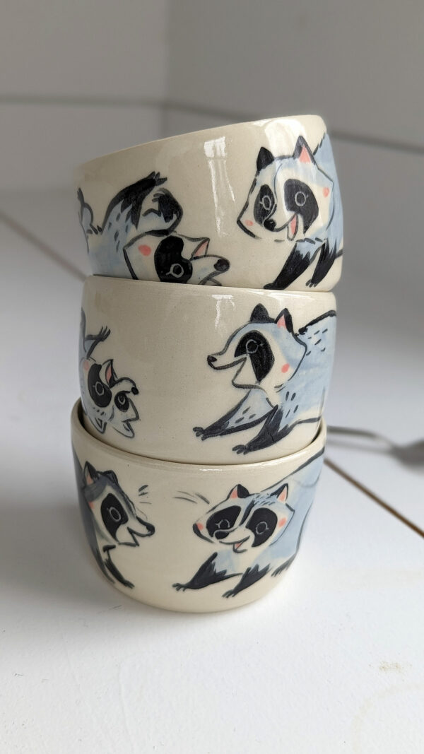 cute handmade tumbler with baby raccoons
