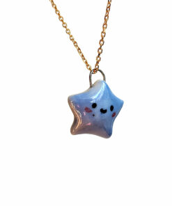 handmade porcelain pendant cute blue star