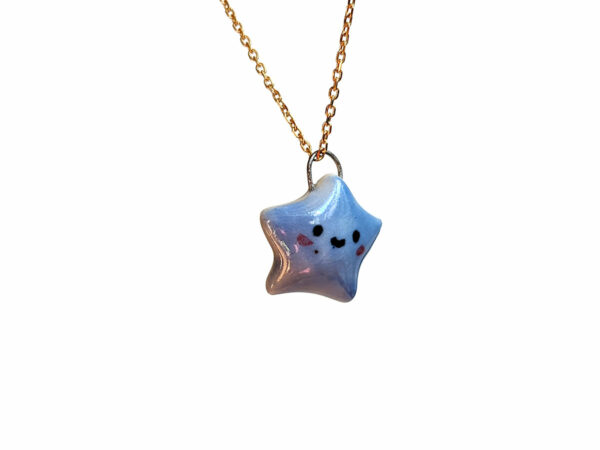 handmade porcelain pendant cute blue star