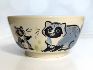 handmade cute raccoon bowl stoneware