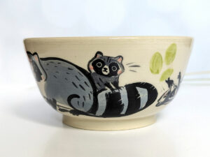 handmade cute raccoon bowl stoneware
