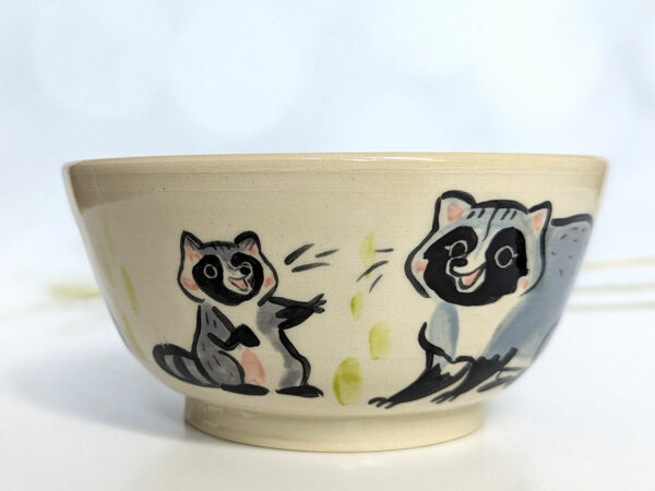 handmade cute raccoon bowl stoneware