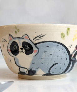 handmade cute raccoon bowl stoneware