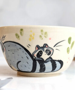 handmade cute raccoon bowl stoneware