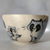 handmade cute raccoon bowl stonewware