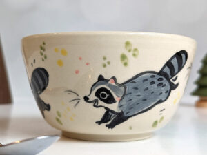 handmade cute raccoon bowl stoneware