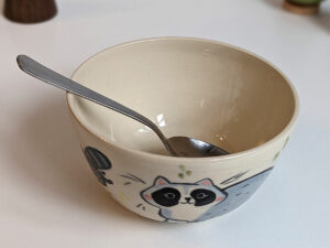 handmade cute raccoon bowl stoneware