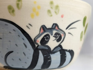 handmade cute raccoon bowl stoneware