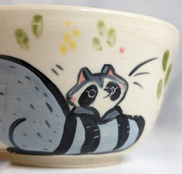 handmade cute raccoon bowl stoneware