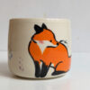 fox bunny mug handleless handmade