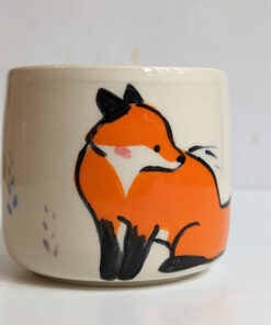 fox bunny mug handleless handmade